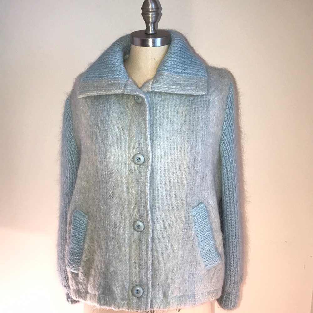 Vintage handwoven Mohair wool jacket Ireland Irish cardigan sweater